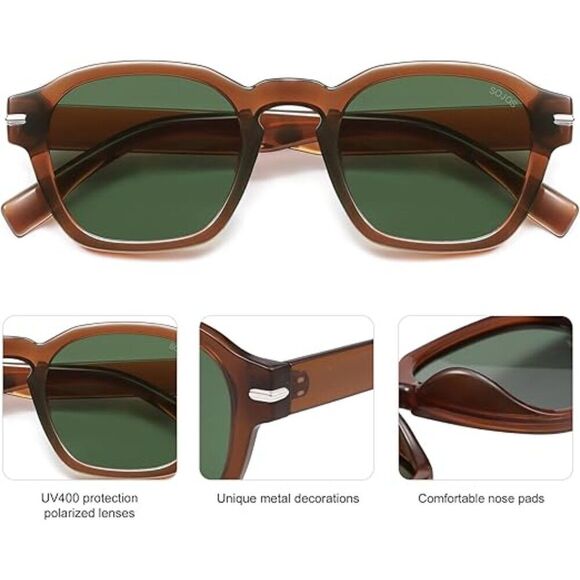SOJOS Vintage Retro Square Polarized Sunglasses for Men and Women SJ2382 main image 5